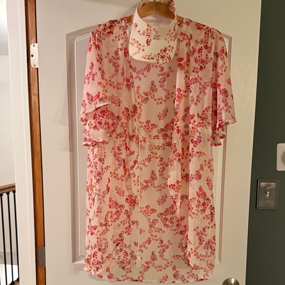 Floral Sheer swim, cover-up and matching  visor
